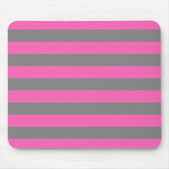Emo Pink & Grau Streifen Mousepad (Vorne)