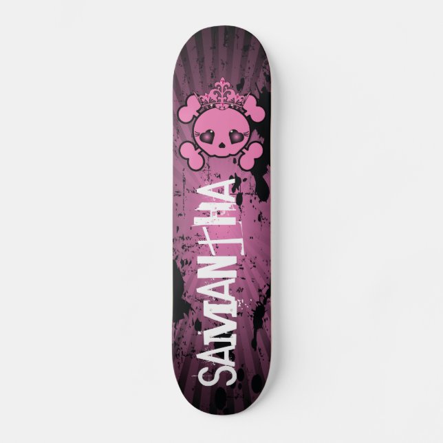 EMO Pinker Totenkopf Skateboard (Vorderseite)