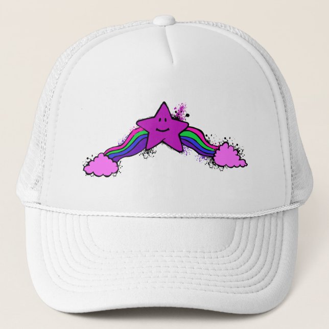 Emo Rainbow Star Trucker Hat Truckerkappe (Vorderseite)