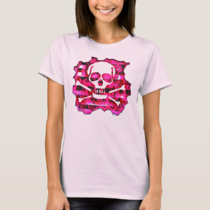 Emo rosa Schädel u. Knochen T-Shirt