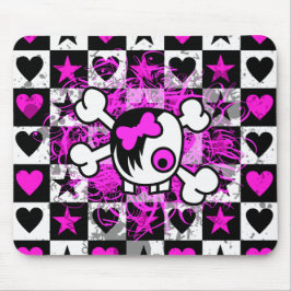 Emo Scene Cartoon Girl Skull Mousepad