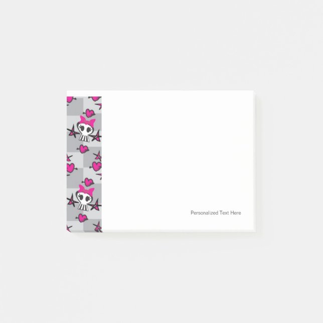 Emo Schädel-Muster Post-it Klebezettel (Vorderseite)