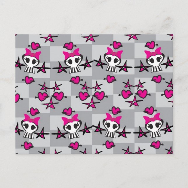 Emo Skulls Pattern Postkarte (Vorderseite)