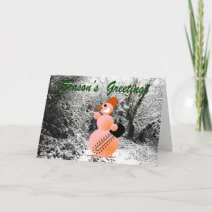 EMO Snowman erhält eine Weihnachtsbaumgrüßkarte Feiertagskarte
