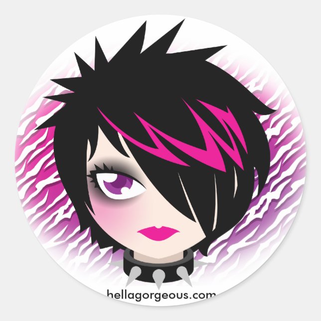 Emo-Süsse Runder Aufkleber (Vorderseite)