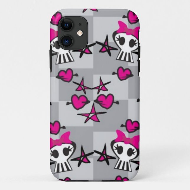 Emo-Totenkopf-Muster Case-Mate iPhone Hülle (Rückseite)