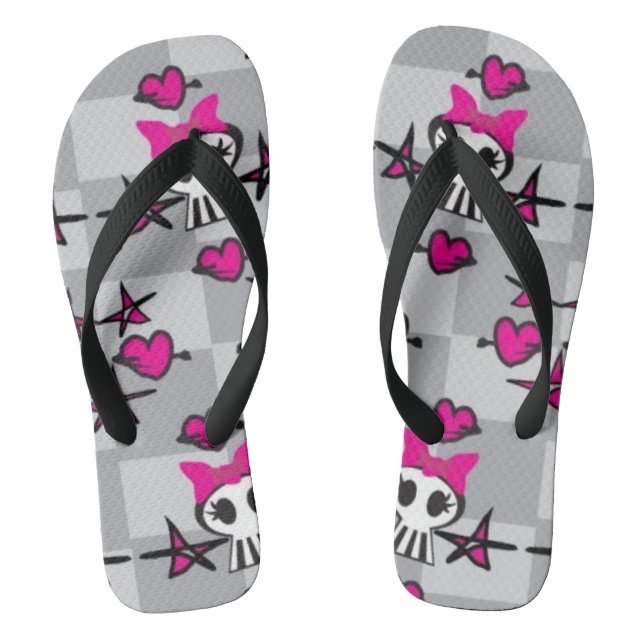 Emo-Totenkopf-Muster Flip Flops (Fußbett)