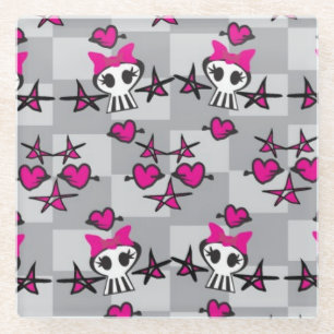 Emo-Totenkopf-Muster Glasuntersetzer