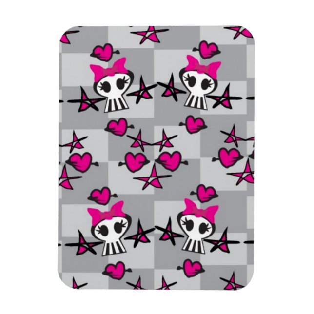 Emo-Totenkopf-Muster Magnet (Vertikal)