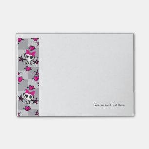 Emo-Totenkopf-Muster Post-it Klebezettel