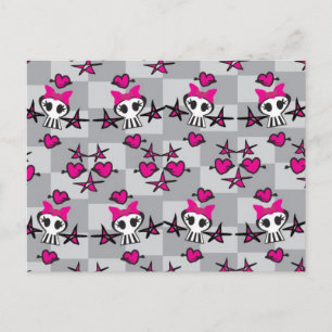 Emo-Totenkopf-Muster Postkarte