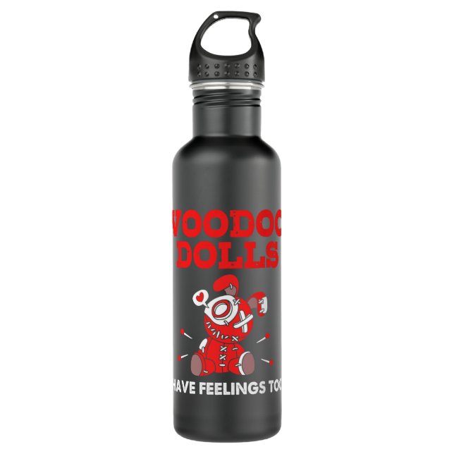 Emo Voodoo Dolls haben Gefühle zu Halloween Gothi Edelstahlflasche (Vorderseite)