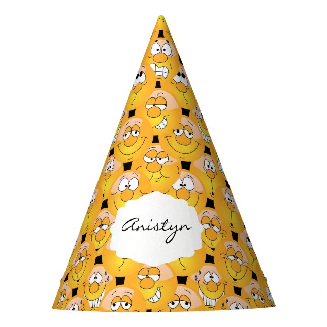 Emoji 😊 Alberne gelbe Gesichter Partyhütchen (Vorderseite)
