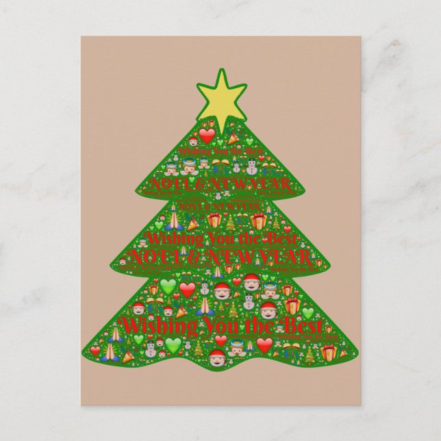 Emoji Art Weihnachtsbaum Weihnachtspostkarte Feiertagspostkarte (Vorderseite)
