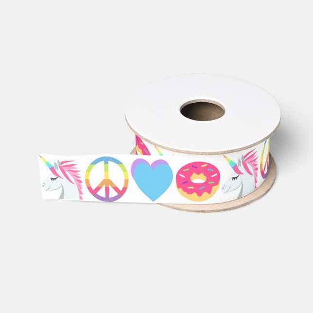 Emoji Band - Unicorn, Frieden, Liebe, Krapfen Ripsband (Spule)