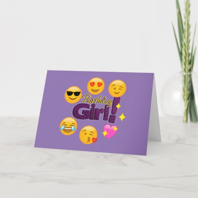 Emoji Birthday Girl Karte (Vorderseite)