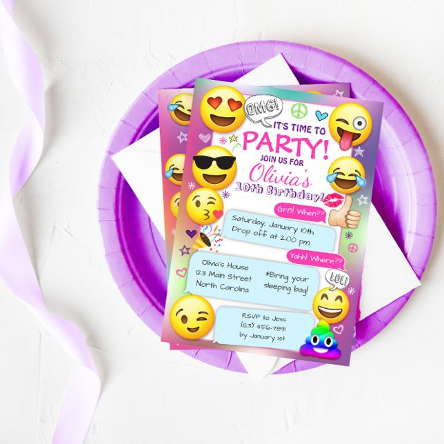 Emoji Birthday Party Einladungen, Girl Emoji Party Einladung (Von Creator hochgeladen)
