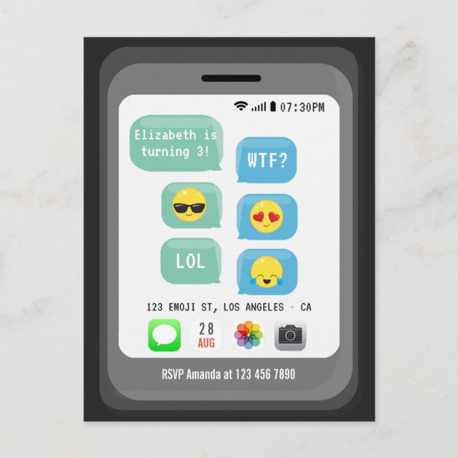 Emoji Birthday Party Postkarte (Vorderseite)