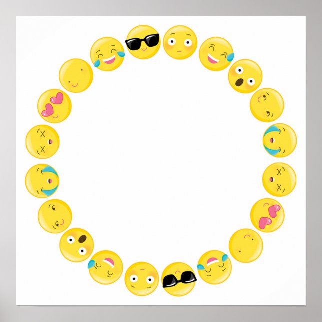 Emoji Birthday Party Selfie Fotoshop Hintergrund Poster (Vorne)
