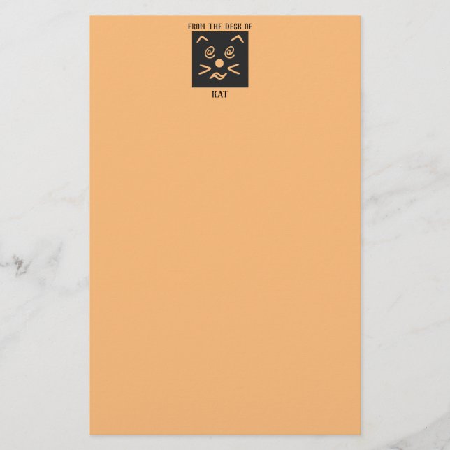 Emoji Cat Face und Ihr Name Minimalistisch Briefpapier (Vorderseite)