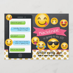 Emoji Chalkboard Parties scintillant Invitations d