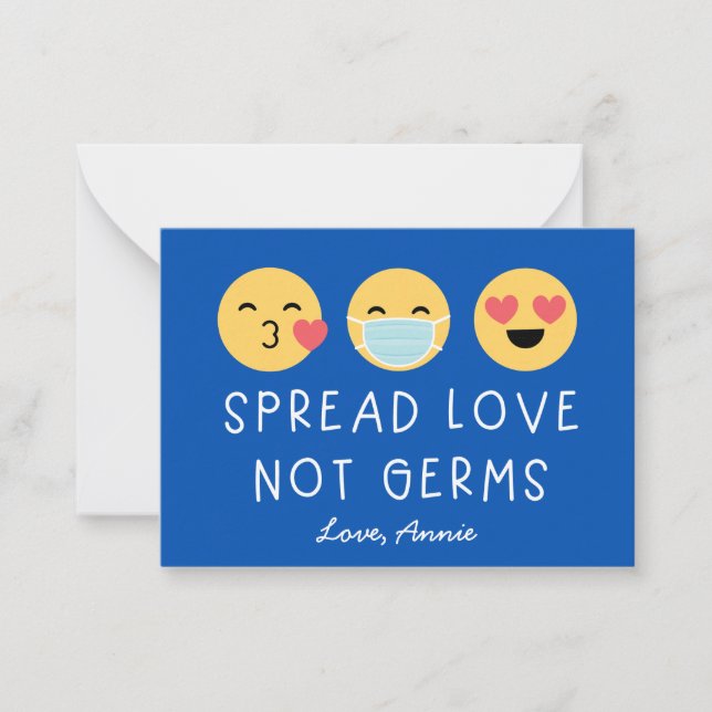 Emoji Classroom Valentine - Blau Mitteilungskarte (Vorderseite)