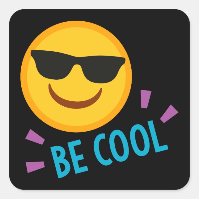 Emoji Cool Quadratischer Aufkleber (Vorderseite)