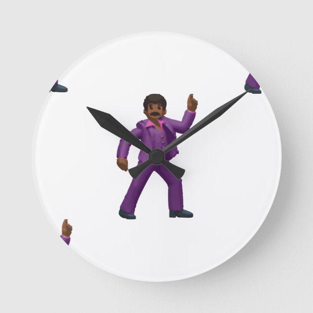 Emoji Dancing Man Runde Wanduhr (Vorderseite)