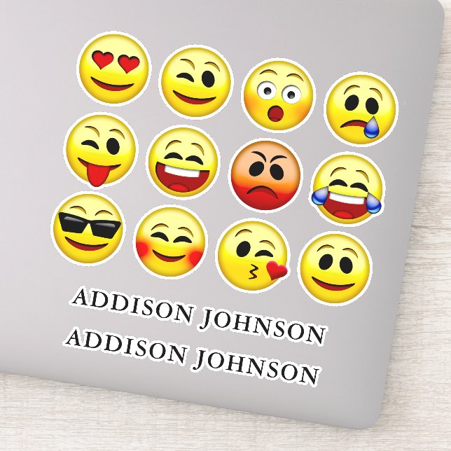 Emoji Face 12 Collection Individuelle Name 8" Aufkleber (Detail)