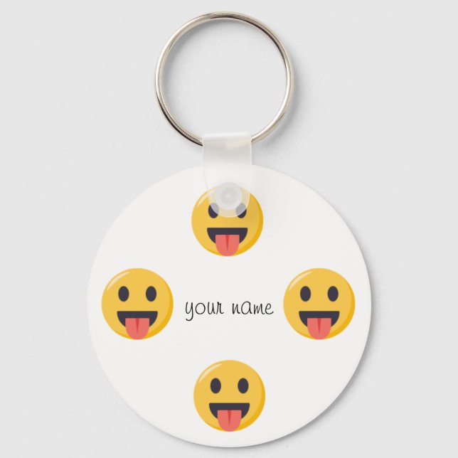 Emoji Face  and '' Your Name Here " Schlüsselanhänger (Vorderseite)