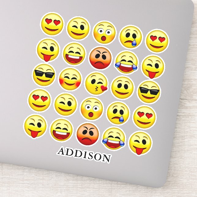 Emoji Face Collection Individuelle Name 8" Aufkleber (Detail)