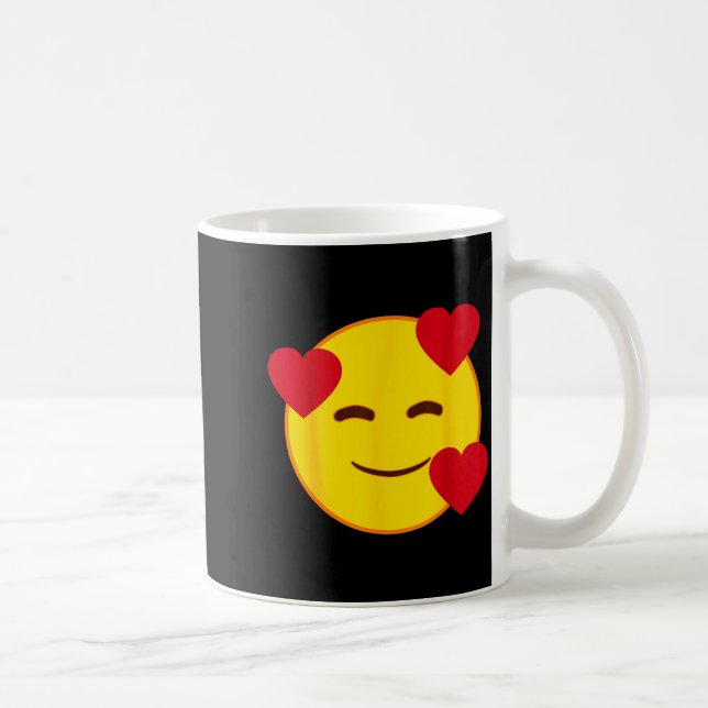 Emoji Floating Hearts Yellow Smile Face  Kaffeetasse (Rechts)