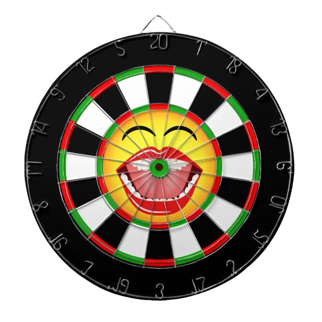Emoji Funny Dartboard Green Red Black Yellow Dartscheibe (vorne)