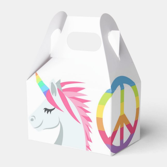 Emoji Gastgeschenk Box - Frieden, Liebe, Einhorn,  Geschenkschachtel (Rückseite)
