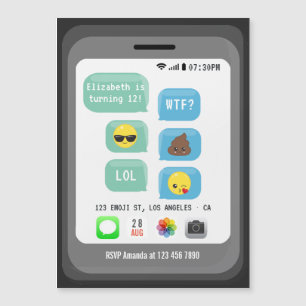 Emoji-Geburtstagsfeier Magneteinladung