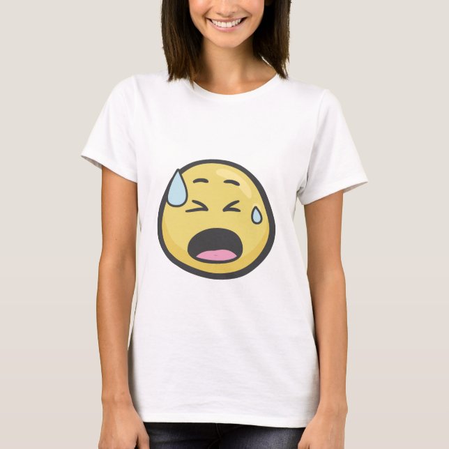 Emoji: Gesicht mit Angstschweisse T-Shirt (Vorderseite)