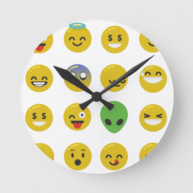 Emoji-glückliches Gesicht Runde Wanduhr (Vorderseite)