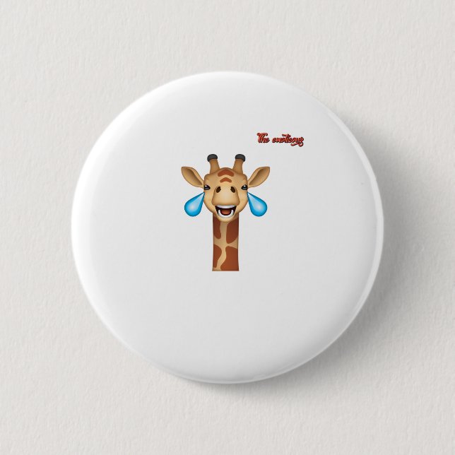 Emoji-glückliches Giraffengesicht Button (Vorderseite)
