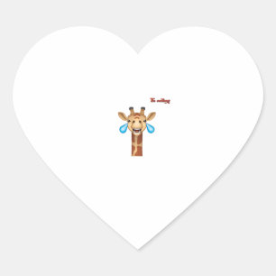 Emoji-glückliches Giraffengesicht Herz-Aufkleber