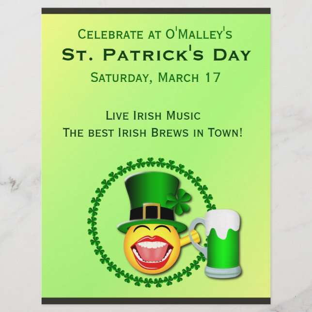 Emoji Green Beer Irish Pub Flyer (Vorne)