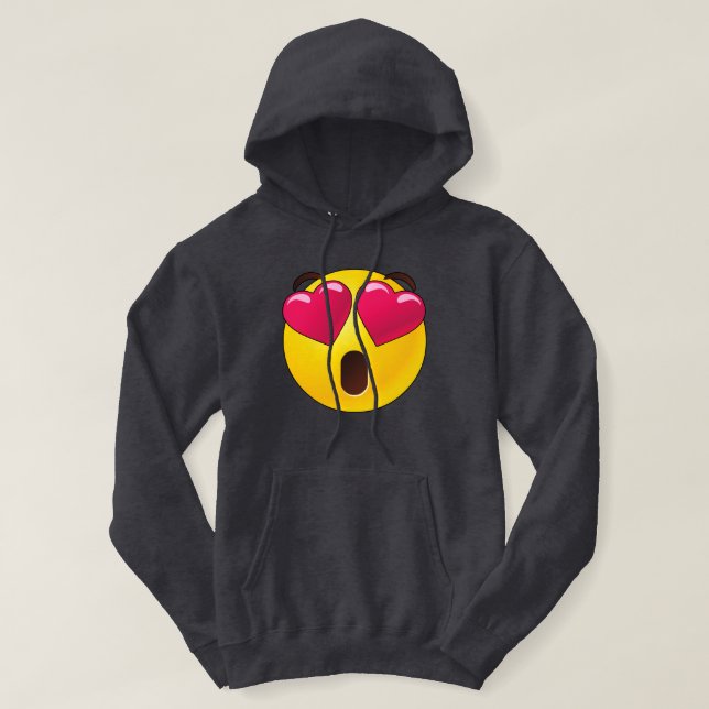 Emoji Heart Eyes Valentines Hoodie (Design vorne)