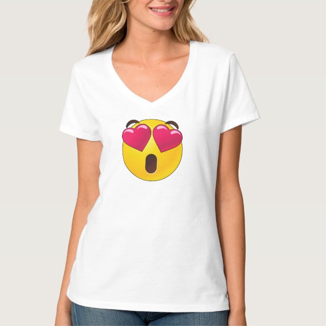Emoji Heart Eyes Valentines T - Shirt (Vorderseite)