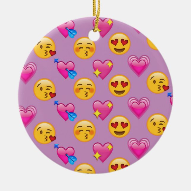Emoji Herzen und Liebe rosa Patternsd Keramikornament (Vorne)