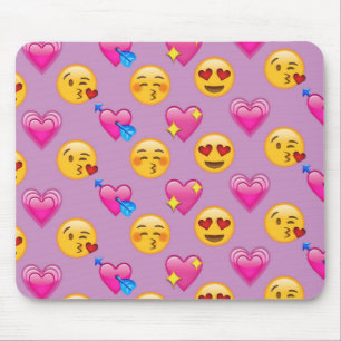 Emoji Herzen und Liebe rosa Patternsd Mousepad