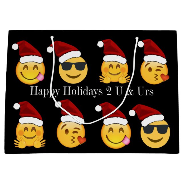 Emoji Holiday mit Personalisiertem Text Große Geschenktüte (Vorderseite)