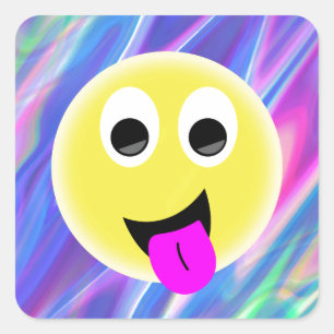 Emoji-Hologramm Quadratischer Aufkleber