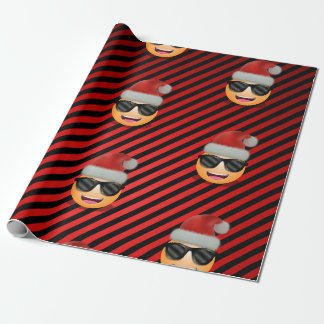 Emoji in Weihnachtsmannmütze und Sonnenbrille Weih Geschenkpapier