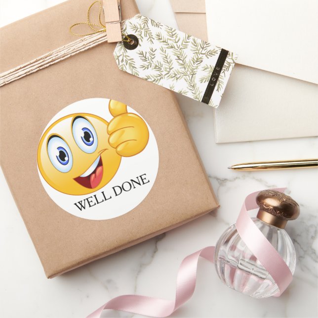 Emoji ist ein glückliches Gesicht nach Maß Runder Aufkleber (Schenken)