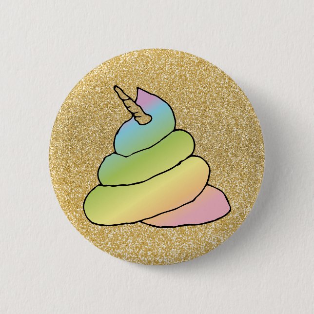 Emoji Kackte Emoji mit Rainbow-Rainbow-Rainbow-Pfe Button (Vorderseite)