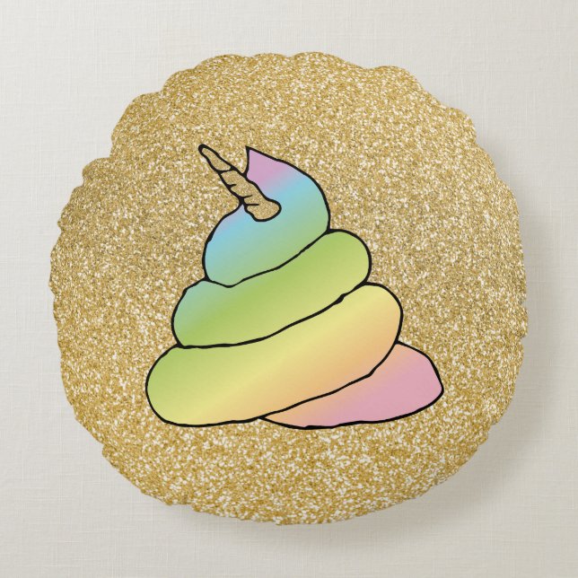 Emoji Kackte Emoji mit Rainbow-Rainbow-Rainbow-Pfe Rundes Kissen (Vorderseite)